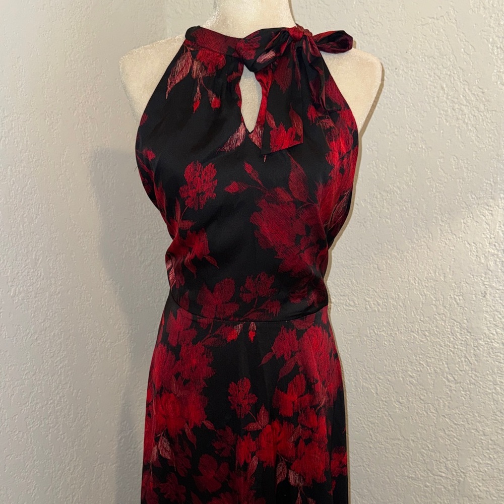Chetta B Black Maxi Dress with Red Floral Print - Picture 2 of 9
